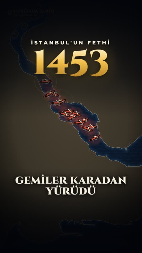 1453'te Osmanlı gemileri Haliç'e karadan nasıl geçti. Motif · @haritada.tarih ile üretilen videodan bir kare.