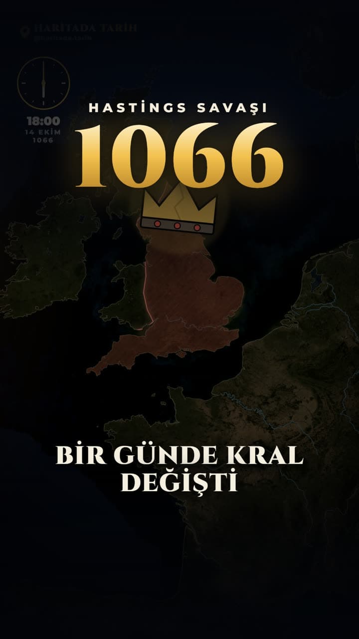 Hastings Muharebesi 1066: İngiltere'nin kralı bir günde nasıl değişti. Motif · @haritada.tarih ile üretilen videodan bir kare.