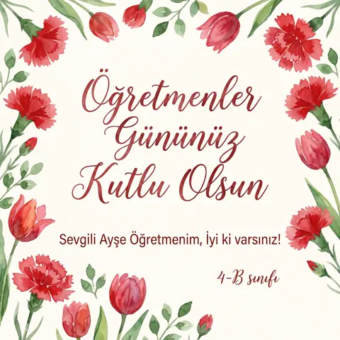 Öğretmenler Günü kartı örneği